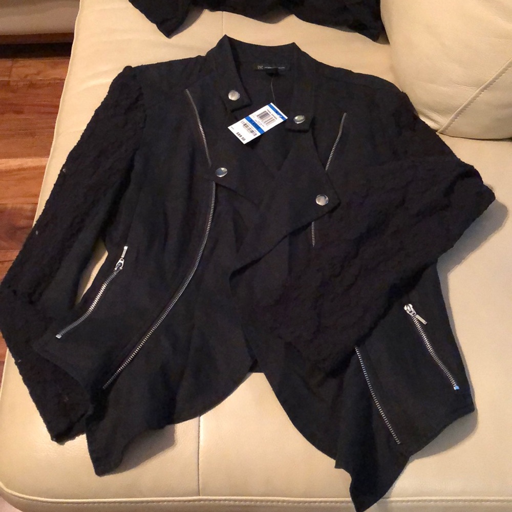 INC black linen jacket